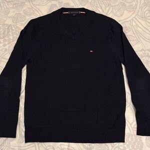 Tommy Hilfiger Navy Blue V-neck Sweater